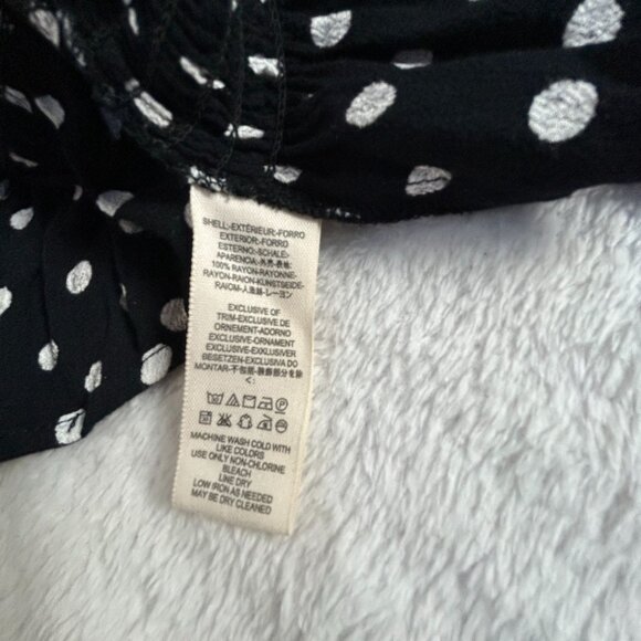 Free People Womens Polka Dot Smocked Peplum Crop Top Medium Black Bell Sleeves - Picture 4 of 7